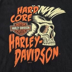 Harley-Davidson T Shirt Mens XL Hard Core Skull Mohawk Hamburg Germany Black